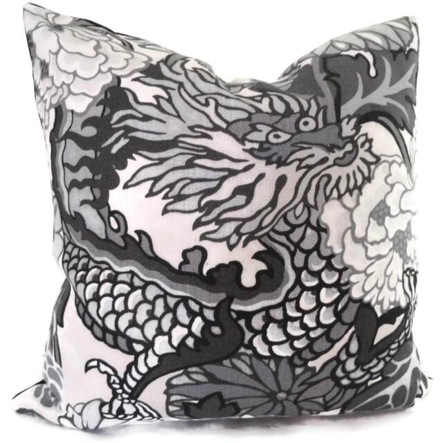 Smoke Schumacher Chiang Mai Decorative Pillow Cover With Dragon Face 18x18, 20x20 Or 22x22, Throw Pillow, Accent Pillow - image 1