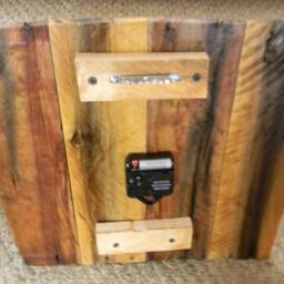 Handmade Reclaimed Wood Wall Clock, Silver Metal Numbers - thumbnail 4