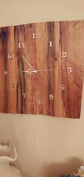 Handmade Reclaimed Wood Wall Clock, Silver Metal Numbers - thumbnail 3
