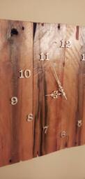 Handmade Reclaimed Wood Wall Clock, Silver Metal Numbers - thumbnail 2