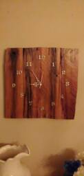 Handmade Reclaimed Wood Wall Clock, Silver Metal Numbers - thumbnail 1