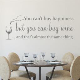 You Can't Buy Happiness But Can Wine & That's Almost The Same Thing - Wall Sticker Decal Vinyl Stencil Adhesive Removable - thumbnail 2