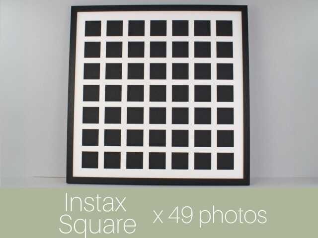 Instax Square Multi Aperture Wooden Photo Frame. Holds Forty-Nine 62mmx62mm Sized Photos. 60x60cm. Shows Only - Not Border - image 1