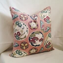 Dusty Rose & Butterfly Pillow Cover, 16x16 Decorative Pillow, Toss Pillow, Home Decor, Summer, Spring Decor - thumbnail 2