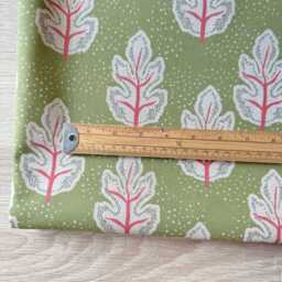 1685. Genoa Sage Green/Red Block Print Linen Look 100% Cotton Cushion Cover - thumbnail 3