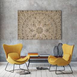 Blossom Mandala Wood Wall Art, Large Floral Pattern Laser Cut Sculpture, Modern Home Decor - thumbnail 2