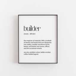 Builder Definition Print - Construction Wall Art, Gift For Carpenters & Contractors, Funny Toolbelt Quote, Office Decor Tradesmen - thumbnail 1