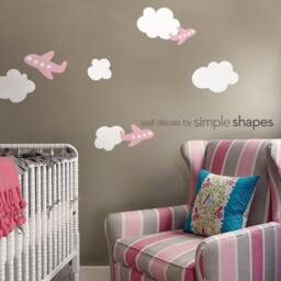 Airplanes With Clouds Decal Set - Kids Vinyl Wall Sticker - thumbnail 3