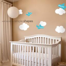 Airplanes With Clouds Decal Set - Kids Vinyl Wall Sticker - thumbnail 1