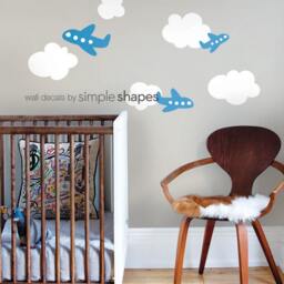 Airplanes With Clouds Decal Set - Kids Vinyl Wall Sticker - thumbnail 2