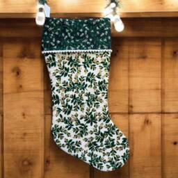 Rifle Paper Co Mistletoe in White Fabric Christmas Stocking - thumbnail 2