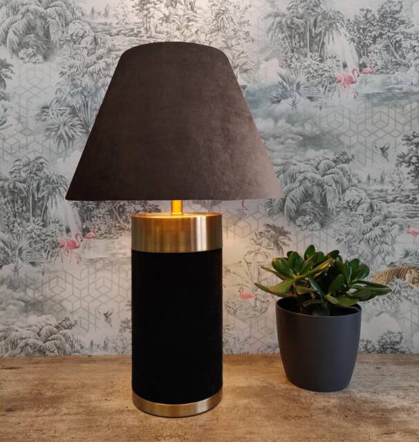 Brown Steeply Tapered Lampshade in Velvet, Conical Lamp Shade - image 1