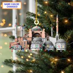 Custom Name Hagia Sophia With Christmas Lights Personalized Ornament, Tree Hanging Decor, 2D Flat Ornament