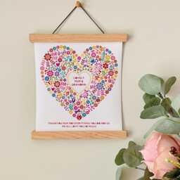 Personalised Mothers Day Floral Heart Canvas Art Print With White Or Oak Poster Hangers - thumbnail 2