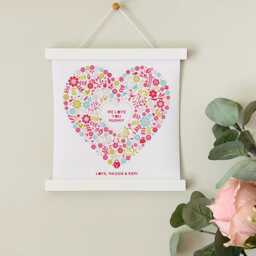Personalised Mothers Day Floral Heart Canvas Art Print With White Or Oak Poster Hangers - thumbnail 3