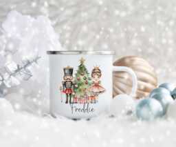 Personalised Children's Christmas Mug, Gift, Enamel Nutcracker Cup