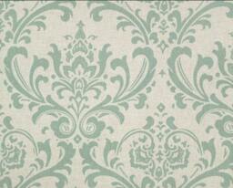 New 18x18 Inch Designer Handmade Pillow Case. Large Damask in Eaton Blue & Linen Color Fabric - thumbnail 1