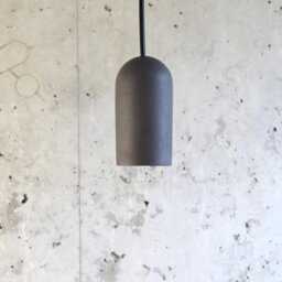 Black Concrete Cylinder Pendant Light - Handmade Modern Lighting - thumbnail 2
