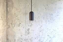 Black Concrete Cylinder Pendant Light - Handmade Modern Lighting - thumbnail 1