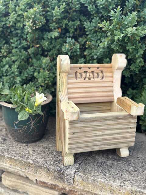 Personalised Wooden Chair Planter Garden Decor Custom Initials Gift Memorial Birthday Easter - image 1