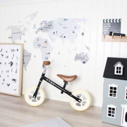 World Map Wall Decal For Kids/Nursery Decor Kid World Map Stickers Wallpaper Grey - thumbnail 2