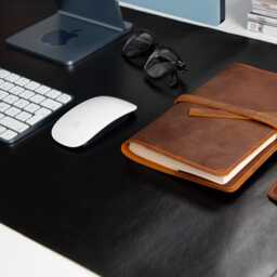 Leather Desk Mat, Mouse & Keyboard Pad, Office Decor - thumbnail 3