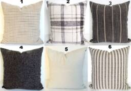 Charcoal Pillows Black Throw Pillow Covers Tan Check, Gray Plaid Striped Home Decor - thumbnail 1