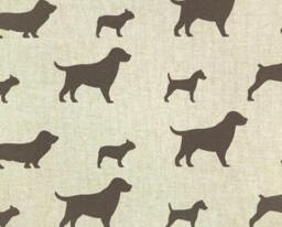 New 18x18 Inch Designer Handmade Pillow Case in Brown & Linen Dogs - thumbnail 2