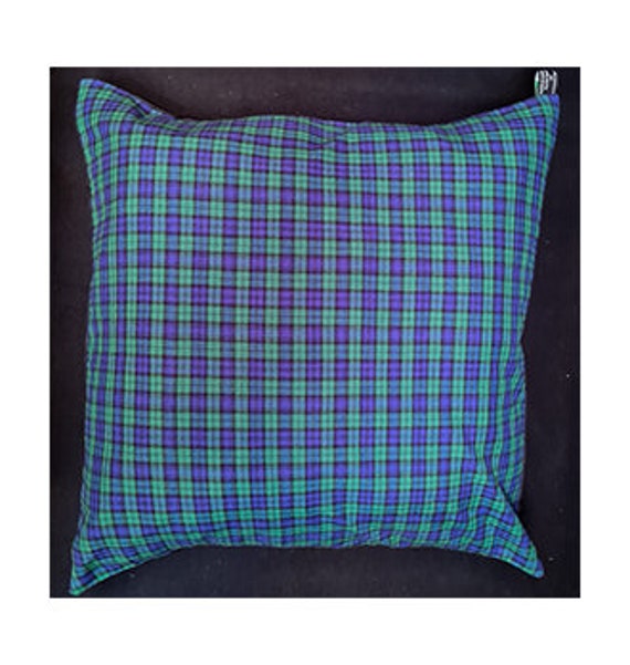 Blue Tartan Cushion Cover Fits 18 - image 1