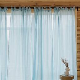 Sky Blue Daytime Tunnel Top Or Tie Curtain Set Of 2 - thumbnail 3