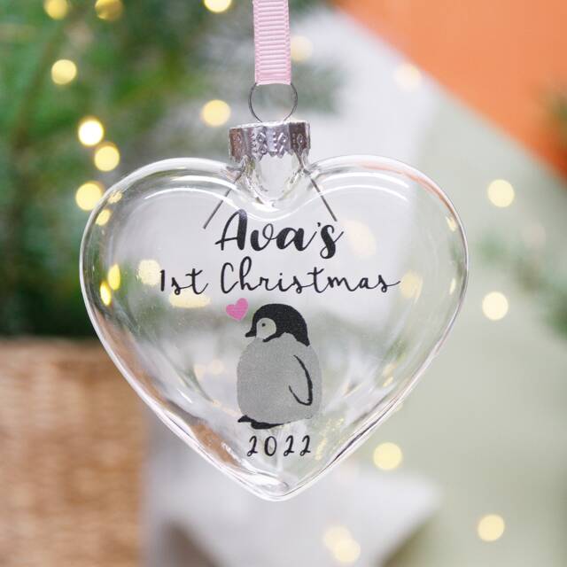 First Christmas Penguin Bauble Decoration - Baby 2022 1st Xmas New Girl Boy -Keepsake - image 1