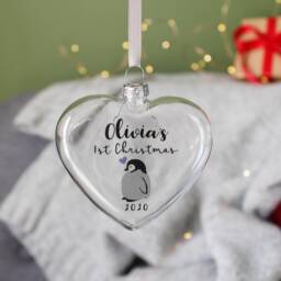 First Christmas Penguin Bauble Decoration - Baby 2022 1st Xmas New Girl Boy -Keepsake - thumbnail 3