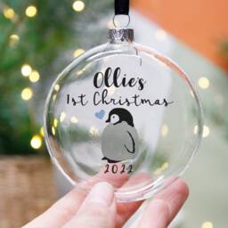 First Christmas Penguin Bauble Decoration - Baby 2022 1st Xmas New Girl Boy -Keepsake - thumbnail 2
