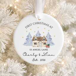 First Christmas New Home Bauble 2026, Personalised Ornament, Housewarming Gift For Couple, House Decoration