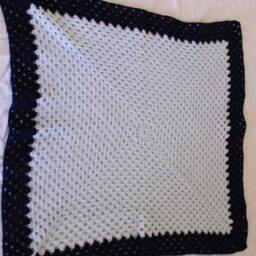 Crochet Baby Blanket Granny Square Afghan, Blue Nursery Decor - 31x31 - thumbnail 3