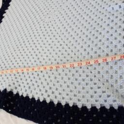 Crochet Baby Blanket Granny Square Afghan, Blue Nursery Decor - 31x31 - thumbnail 4