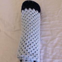Crochet Baby Blanket Granny Square Afghan, Blue Nursery Decor - 31x31 - thumbnail 2