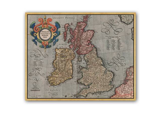 Anglia, Scotia Et Hibernia Map - Old Antique Of Great Britain & Ireland 1623 Wall Print- Poster Art-Wall Art - image 1