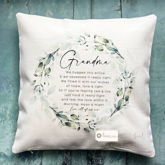 Personalised We/I Hugged This Pillow... Quote Greenery Wreath Design Home Linen Style Cushion Cover