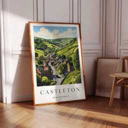 Castleton Village Print Peak District Travel Poster, Derbyshire Wall Art - thumbnail 3