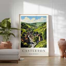 Castleton Village Print Peak District Travel Poster, Derbyshire Wall Art - thumbnail 2