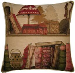 Library Books Ski Woven Tapestry Cushion Cover Sham - thumbnail 1