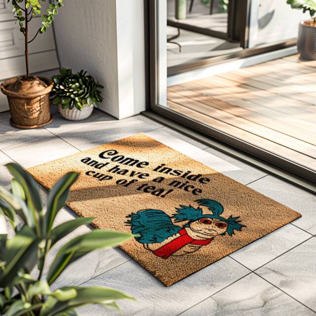 Come Inside & Have A Cup Of Tea Labyrinth Doormat - Worm Rug Film Of Quote Fandom Funny Gift - image 1