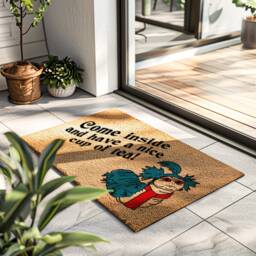 Come Inside & Have A Cup Of Tea Labyrinth Doormat - Worm Rug Film Of Quote Fandom Funny Gift - thumbnail 1