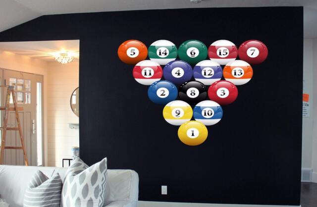 Billiard Full Color Decal, Pool Balls Board Color Sticker, Wall Art Cn 098 - image 1