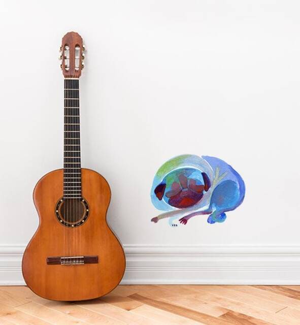 Paint Pugs Blue Sleeper Wall Sticker Decal - Dogs & Pets Stickers, Art, Decals, Kids Animals Decals