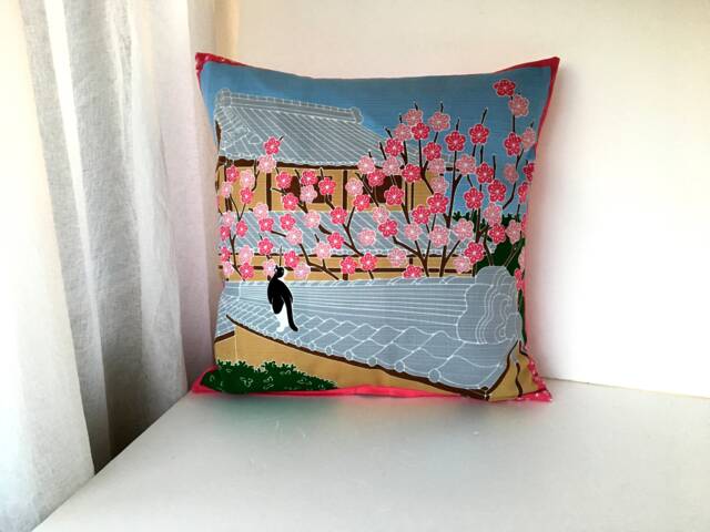 Cat Pillow Cover, Sakura Sofa Bedding Throw, Cotton Animal Set, Japanese Cover - image 1