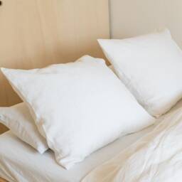 White Linen Pillowcase, Washed Pillow Cover Standard Queen King Euro Custom Sizes - thumbnail 3