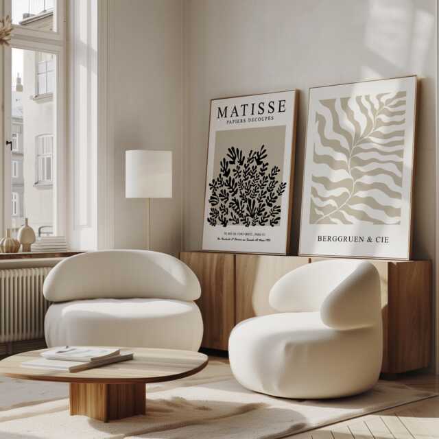 Beige Neutral Matisse Prints Set Of 2 Posters, Poster, Modern Art, Wall Home Decor, Gallery - image 1