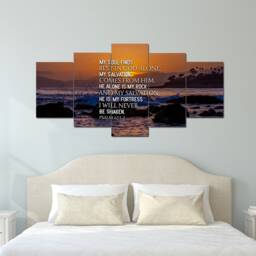 Psalm 621-2 He Is My Fortress & Rock Bible Verse Wall Art Canvas Scripture Home Decor Religious Framed Painting Gifts - thumbnail 2